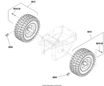 Wheels And Tires Group Diagram and Parts List for 1696159-00 (BP2132)(2012) Briggs and Stratton Snow Blower